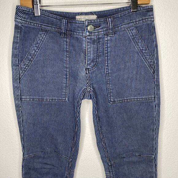 Free People Striped Skinny Jeans Railroad Stripe size 26 - Picture 2 of 5